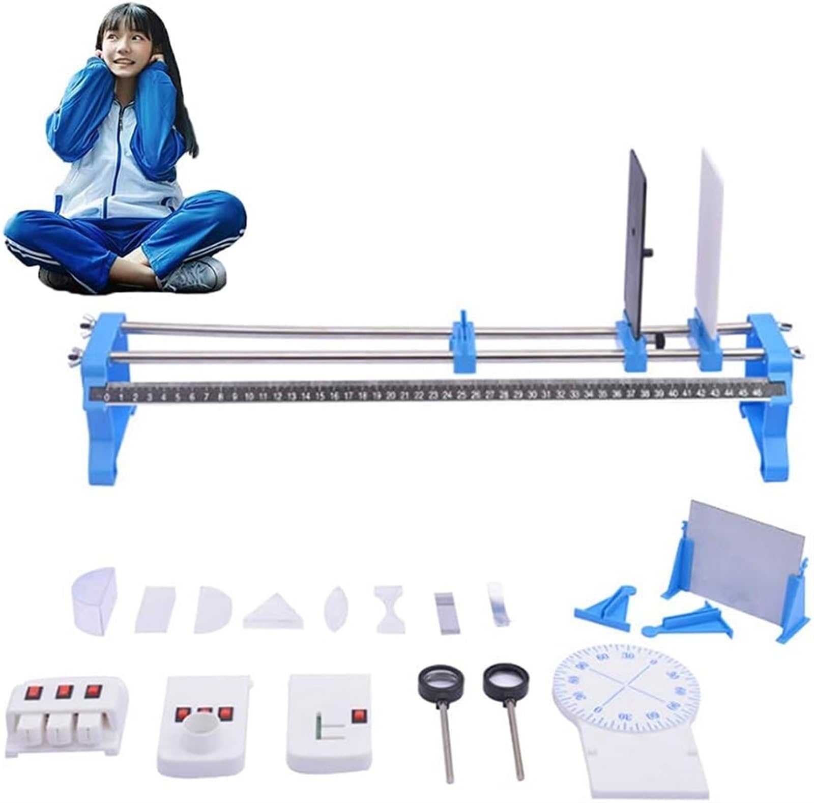 Kit De Experimentos Banco Óptico For Investigación Leyes Imágenes Lentes, Equipo Laboratorio Física Óptica Cóncavas Y Convexas