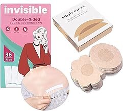 Nipple Covers Stick 10 Breathable Nipple Pasties, No Show Bra for Women, Skin Friendly, Disposable with Double Sided Tape for Fashion,Transparent(Sticker-36 Strip & 10Pcs Nipple Covers Cotton) Cream