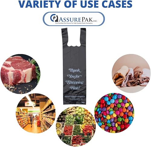 Miniatura 6 de Bolsa de plástico - 'Thank You' Impresión blanca 1 botella Licor Negro Camiseta Bolsa 6"x 4"x 20" 25 mic - 1000 bolsascaja