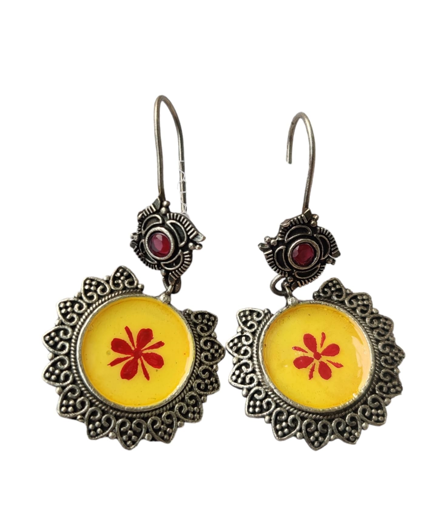 Amouri Antique finish handpainted brass earrings for women and girls I oxidised hand painted earrings (Yellow) (B0CRBFRY9K) Amazon Price History, Amazon Price Tracker