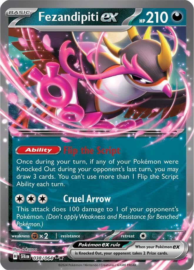 Fezandipiti ex 038/063 Double Rare Pokemon Card | Shrouded Fable Set | Scarlet & Violet Series | Titan Authenticated