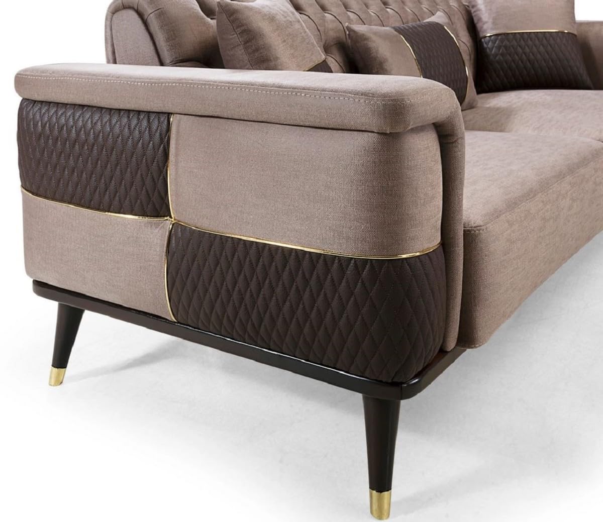 Casa Padrino Luksusowa sofa łóżko brązowy/ciemnobrązowy/złoty 225 x 94 x szer. 83 cm - nowoczesna sofa do salonu - meble do salonu