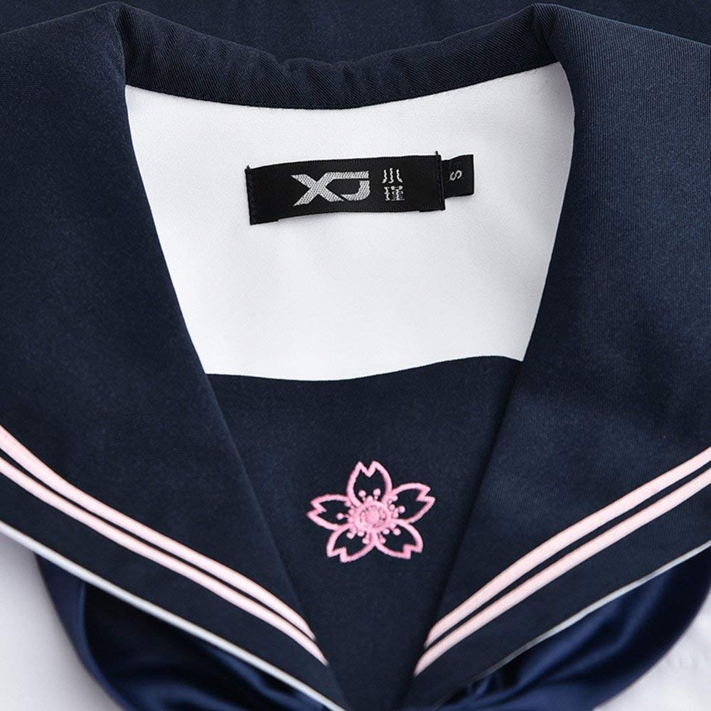 Amazon.co.jp: 【妖怪庵】ブルーの金魚結び 桜 セーラー服 長袖