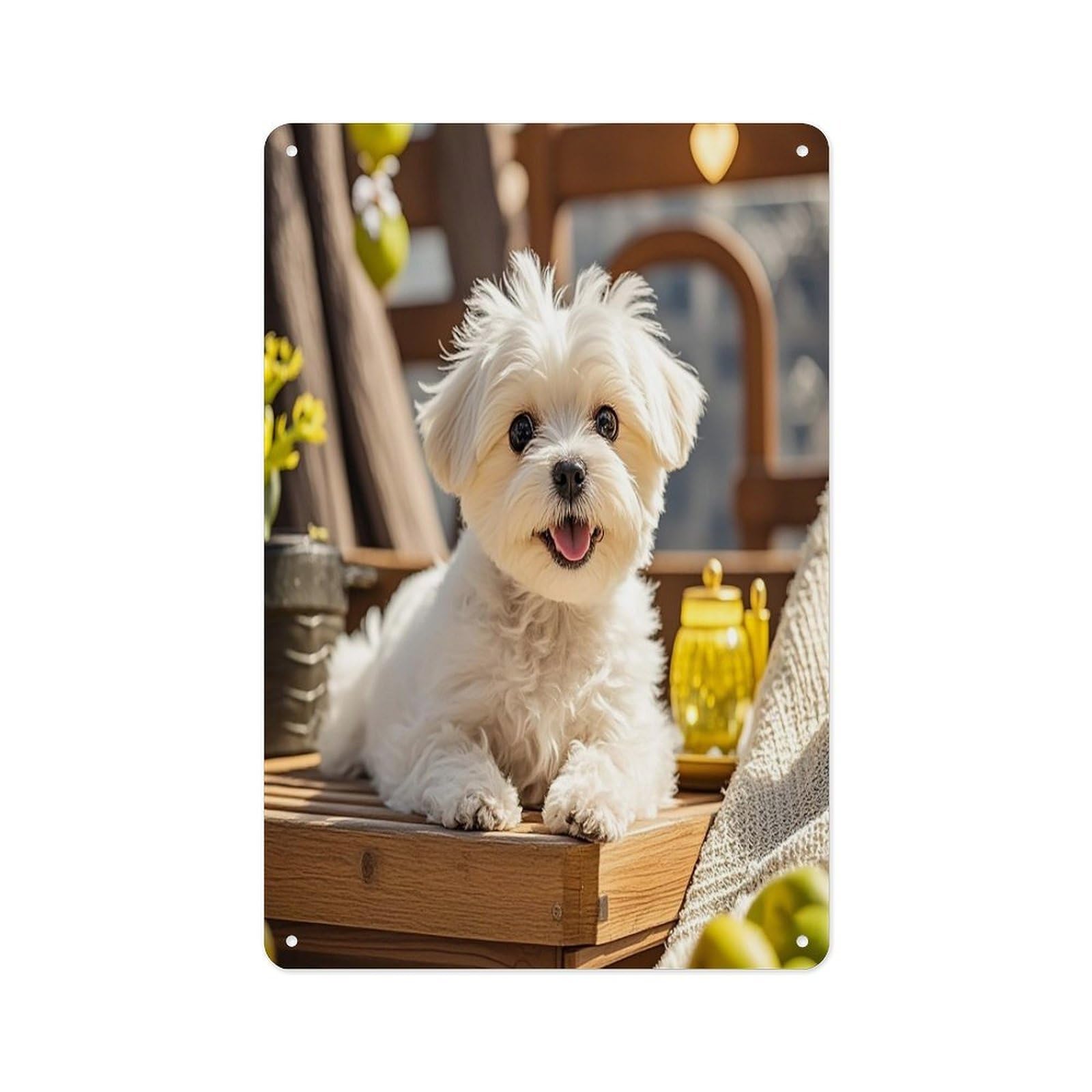 Fekiloot Style Cute Maltese Puppy Dog Wall Decor Metal Signs Tin Signs Poster