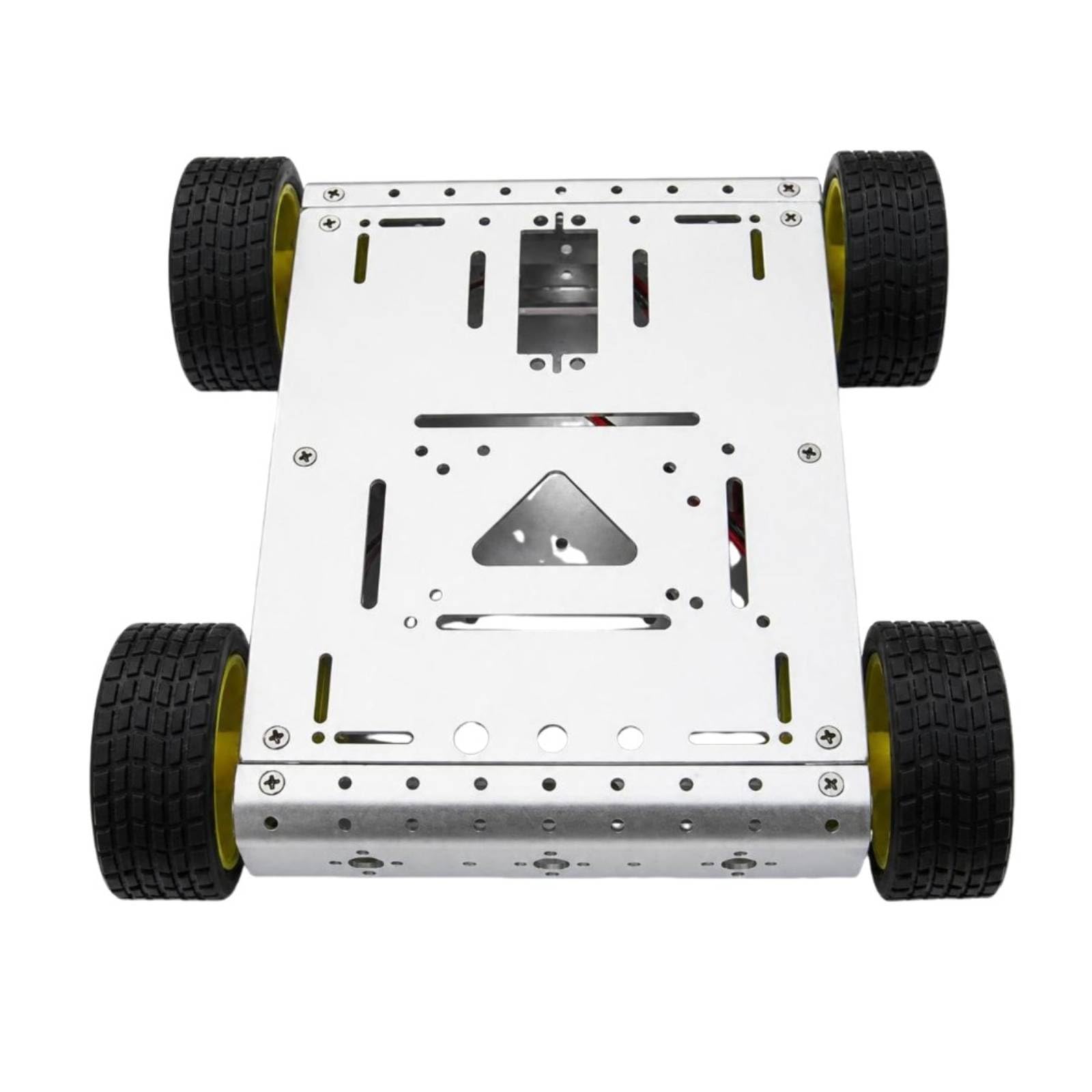 Amagogo Robótica 4WD Chasis de Coche Robot Base Móvil Bastidor de Aluminio Rectangular con Agujeros Compatible con Placas Sensores y Servos Ruedas de Goma, Plata