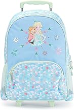 DISNEY STORE Official Frozen Rolling Backpack - Kids Backpack with Embroidered Accents, Adjustable Straps, Zip Compartments & Mesh Pockets, Screen Art Featuring Anna, Elsa & Iridescent Accents