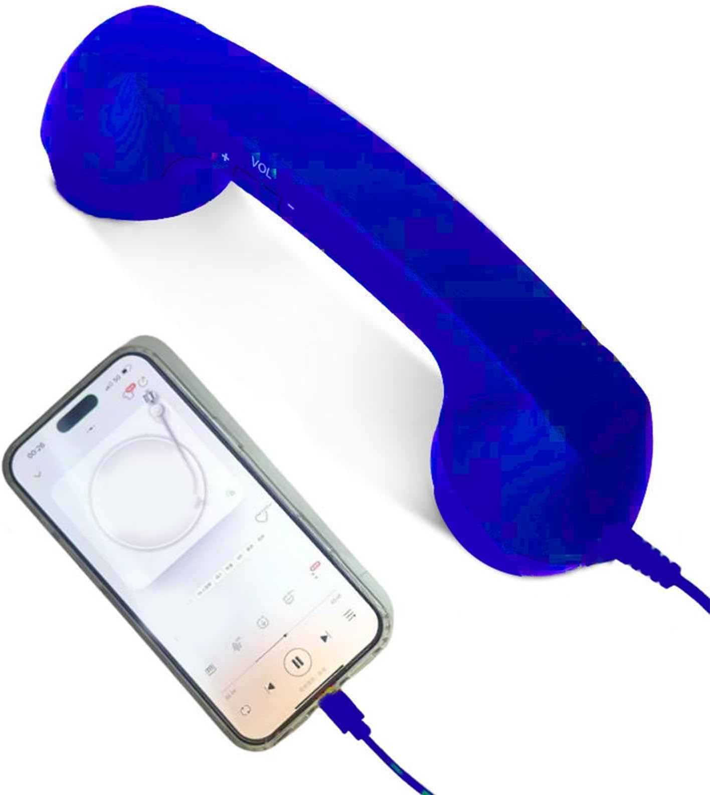 レトロ受話器スマホ、20x6x3cm ABS レトロ電話ハンドセット、携帯電話用ハンドセット、スマホ用有線受話器 レト ロ固定電 話 携帯用 マイク付き マイク ギフトPC タブレット ハイブリッドワーク 通話 ビデオ会議用