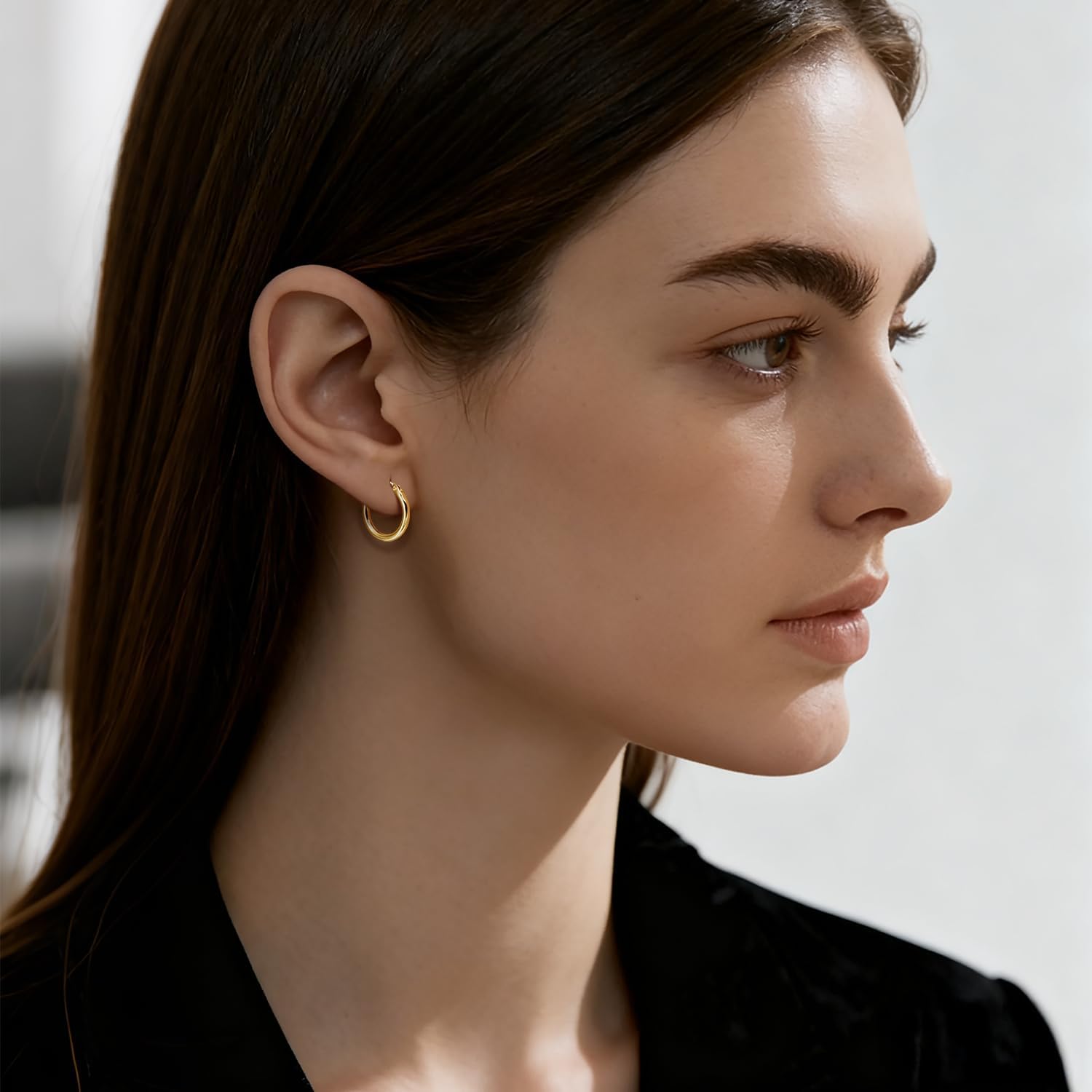 14K Gold Hoop Earrings for Women 14K Gold Earrings for Women Gold Hoops Earring for Womens Hoops Elegant Silhouette and Simple Beauty Hoop Earring for Womens 15/17/20/25/30/40/50mm