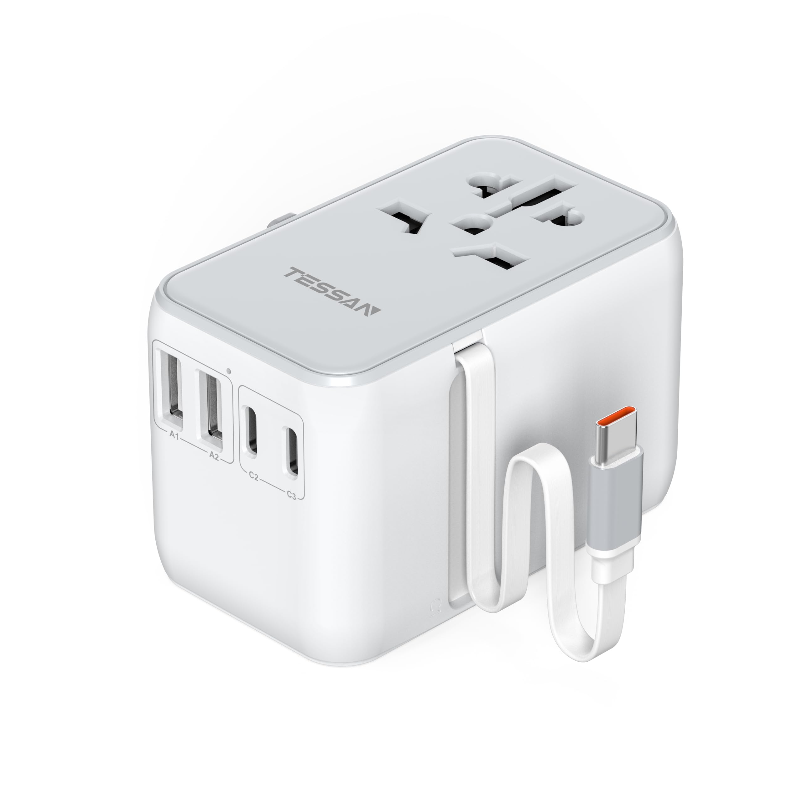 TESSAN Universal Travel Adapter with 2 USB C and 2 USB A, International Travel Plug UK to World, Worldwide Essentials Plug Adaptor for Multi Countries EU, USA, UK, AUS, Japan, Thailand, Vietnam — view 11