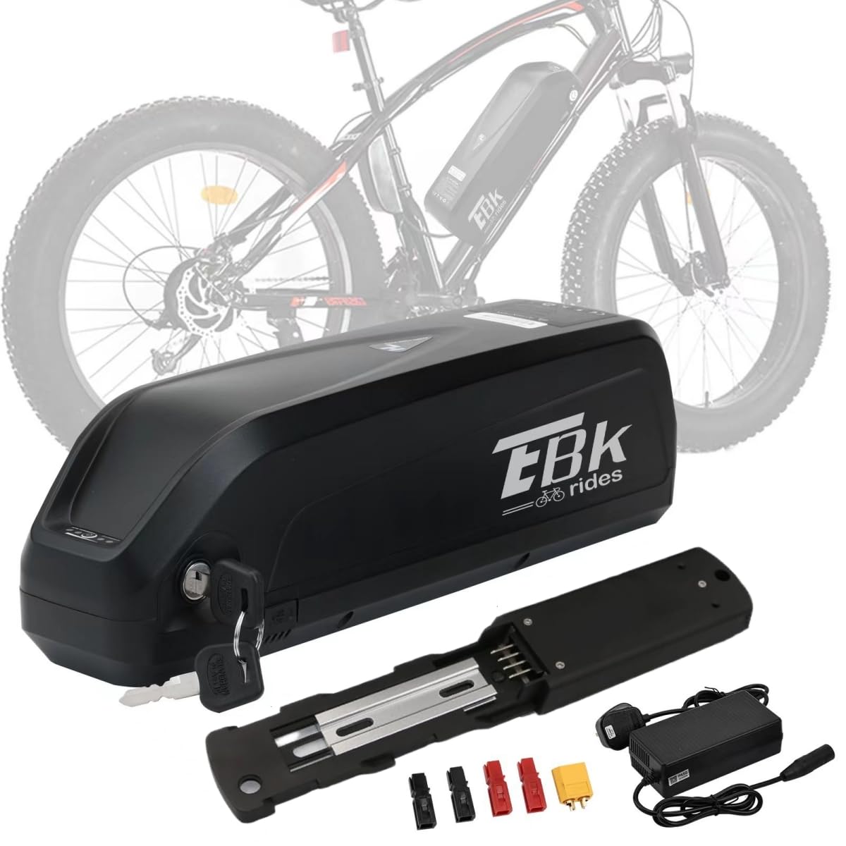 Ebkrides Ebike Battery 48V 13AH Electric Bike Lithium Battery Removable Replacement Bicycle Batteries with Charger, 4 Pin Base Plate, USB Port for 48V 250W 350W 500W 750W 1000W Motor