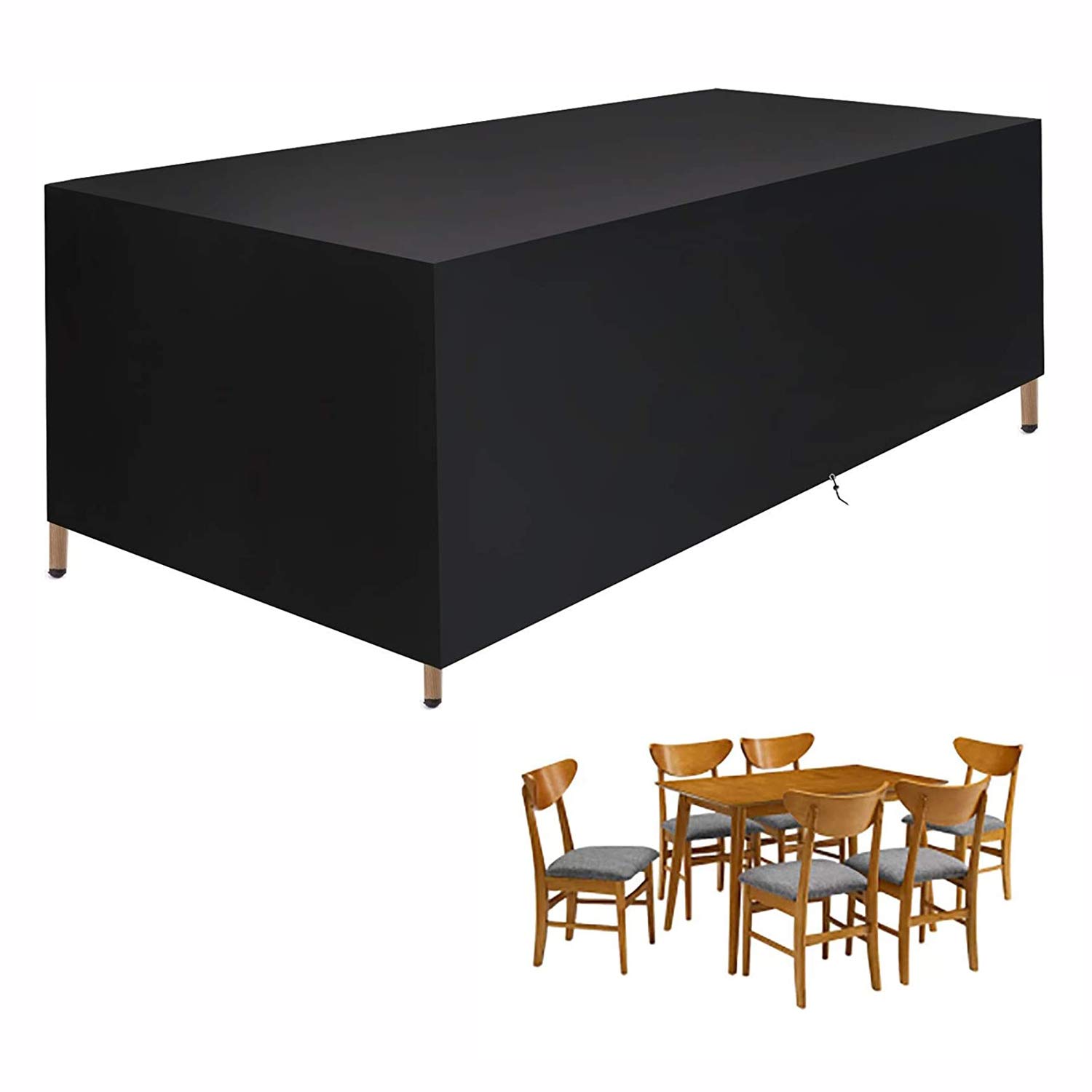 IE Garden Furniture Covers, 210D Rectangular Patio Table Cover,Outdoor Patio Furniture,Patio Furniture Cover,Tear-Resistant, Fits for 2 to 12 Seats - Black (213 * 132 * 74CM)