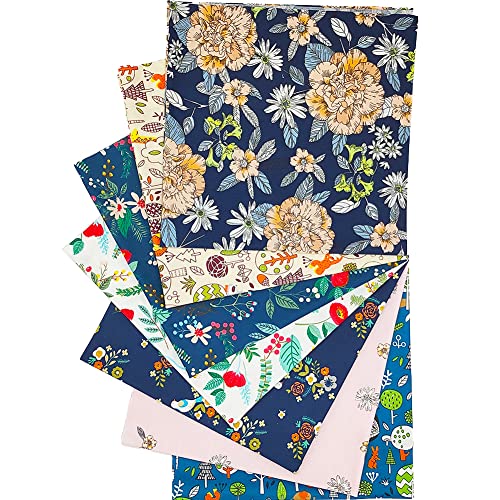 Qimicody QM-C14 Fat Quarters Fabric Bundles, 7 Pcs 100% Cotton 19.69 Inch X 19.69 Inch (50X50Cm) Precut Quilting Fabric Squares Sheets cover