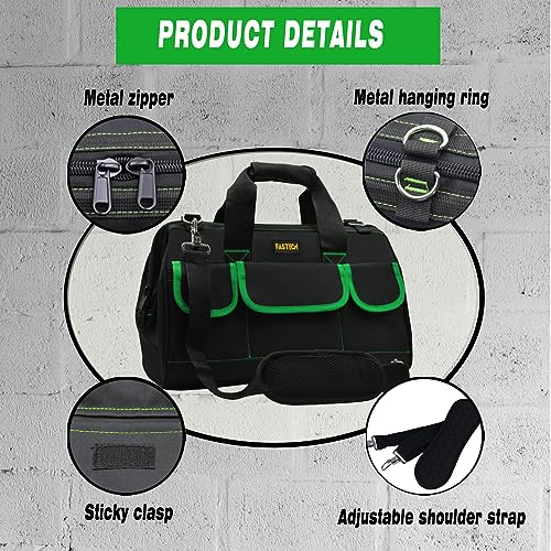 Image of FASTECH 22 Inch Tool Bag With Comfortable Shoulder Straps, Waterproof Wide Mouth Tool Kit, Tool Storage Package For Men /Women (22IN Green)