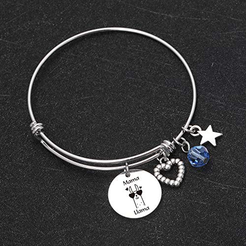 Image of De&ai Mama Llama Charm Bracelet, Animal Mama Llama Jewelry for Moms Grands Women Christmas Birthday Gift