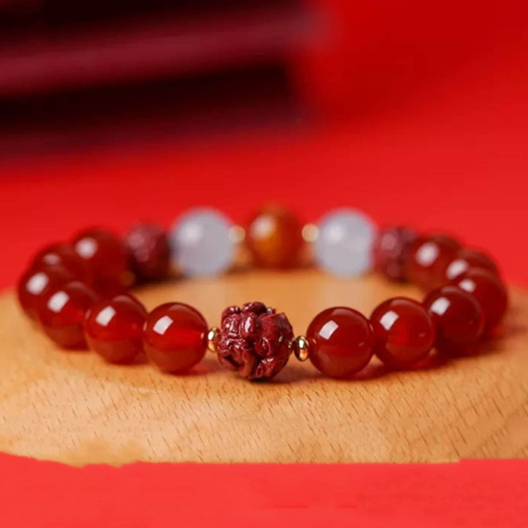 Bracciale con Pietre preziose Naturali, Bracciale con Agata Naturale Bracciale con Animali zodiacali Bracciale con ciondoli Cinabro Bracciale Reiki con Cristalli Talismano Bracciale Porta Fortuna