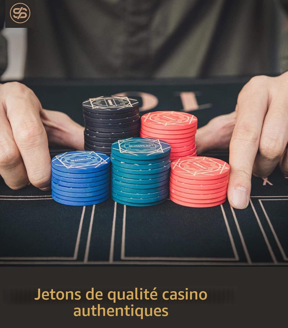 SLOWPLAY Jetons Poker céramique Nash, 10 g/39 mm, Lot de 50 | Composite céramique premium; toucher mat lisse; qualité casino; design Art déco; s’empile et se mélange facilement