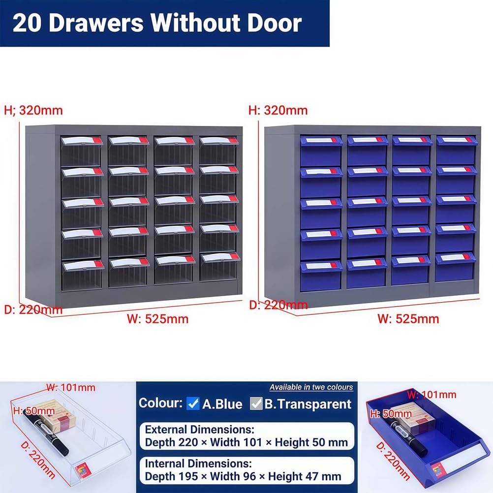 Armadietto per attrezzi, in ABS resistente, perfetto per garage, officina e forniture per ufficio, efficace sistema di cassetti per un facile accesso e organizzazione