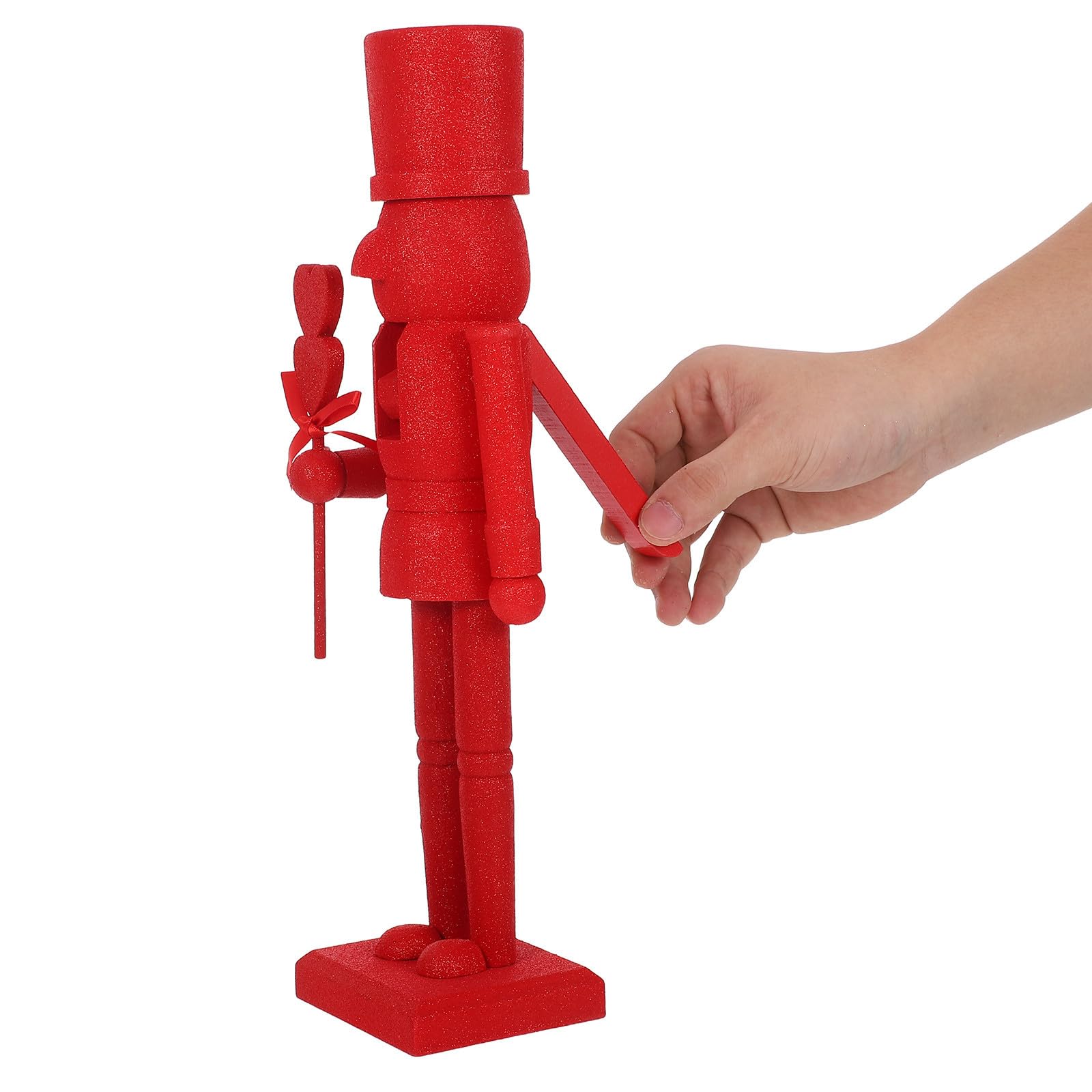 INOOMP Statuina Schiaccianoci in Legno, 36cm, Rossa, Figura Soldato Decorativa da Tavolo, Ornamento da Collezione per Soggiorni e Riunioni Intime, San Valentino e Natale