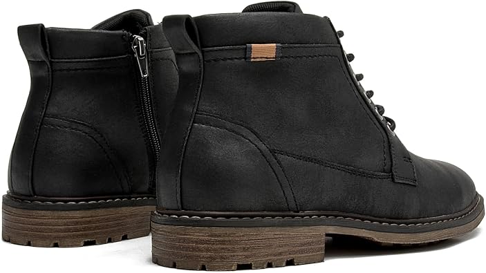 Men's Casual Ankle Boots with Zipper and Lace Up