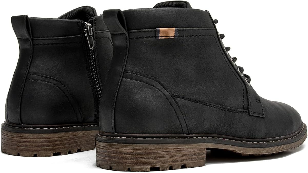 Men's Casual Ankle Boots with Zipper and Lace Up