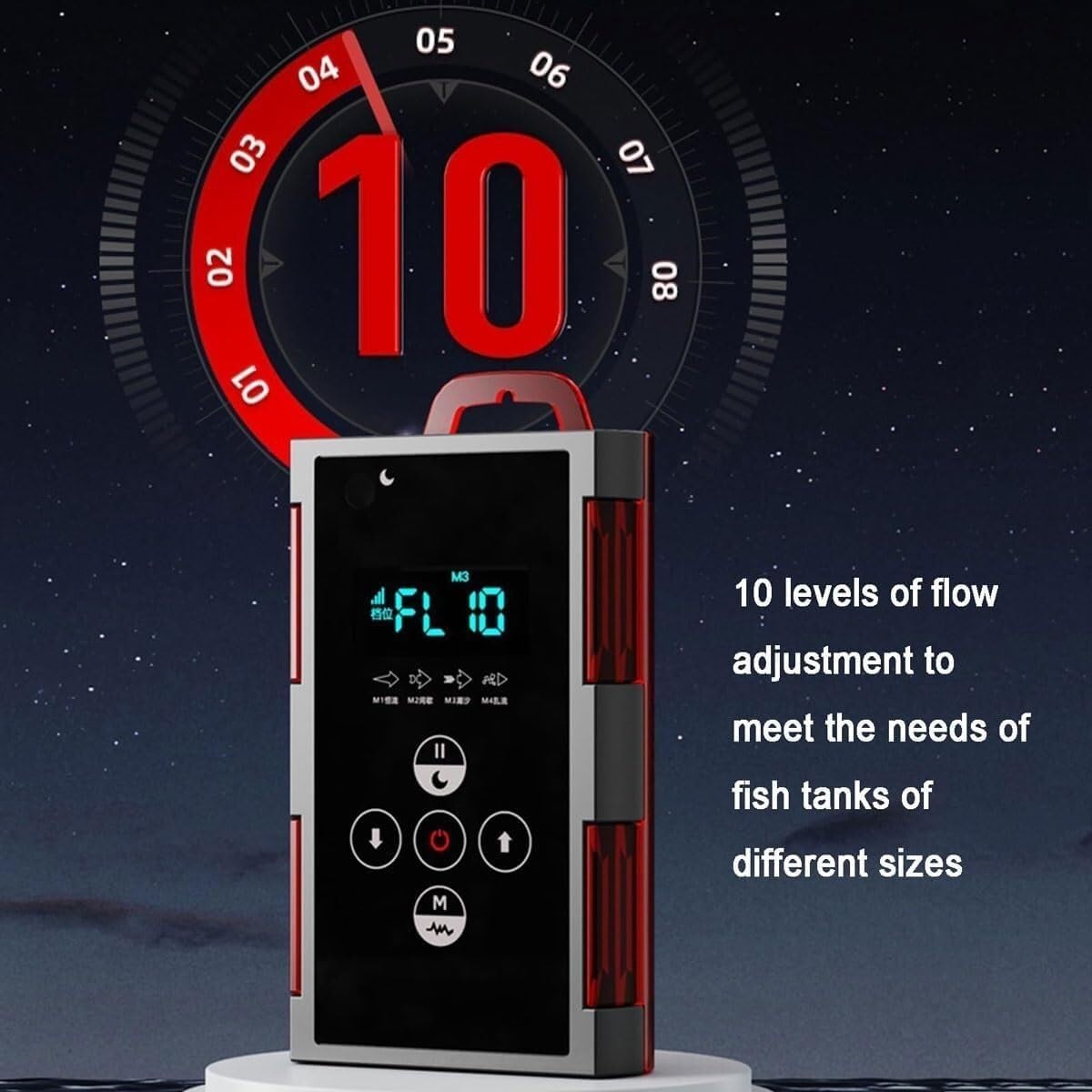 Pompa do akwarium Wave Maker 10-65 W, regulowana pompa o przepływie krzyżowym z kontrolerem wyświetlacza LED, obrotowa o 360°, ultracicha pompa cyrkulacyjna do akwariów słonowodnych i słodkowodnych
