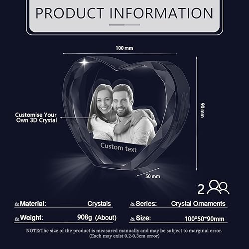 Miniatura 2 de Foto de cristal 3D, regalo personalizado para mujeres, hombres, mamá, papá, pareja, imagen personalizada en marcos de fotos de cristal, regalo para