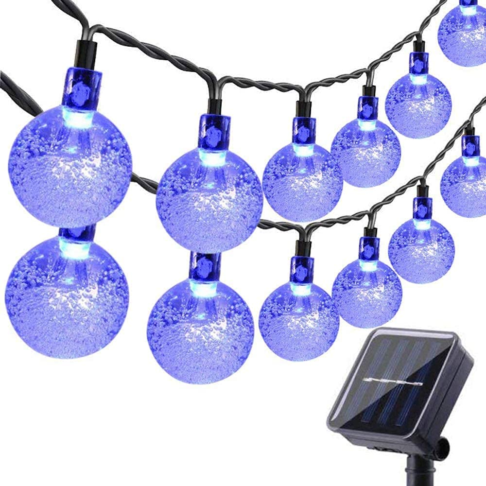 Solar String Lights, 60 LEDs Outdoor Garden Lights Solar Powered, 8 Modes, Waterproof 36ft Crystal Ball Decorative Light for Tree, Patio, Yard, Wedding, Party, Indoor/Outdoor (Blue)