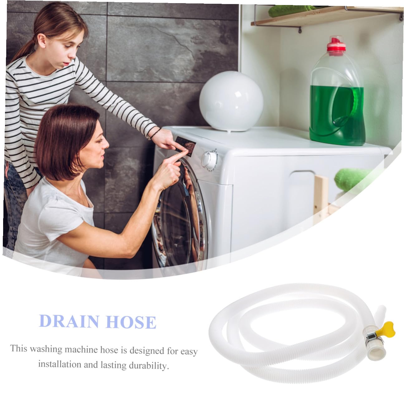 SHINEOFI 4 piezas Tubería Flexible para Desagüe de Aire Acondicionado y Lavadora Semi Automática Manguera Resistente con Abrazadera de Inoxidable Extensión de Metros para Drenaje