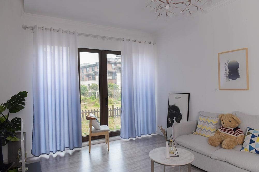 BOYOUTH Gradient Color Wood Grain Cloth Fabric Curtains with Grommets Top,Thermal Insulated Room Darkening Noise Reducing Panels Window Drapes,2 Panel Set,39W x 106L Inches,Grey and White