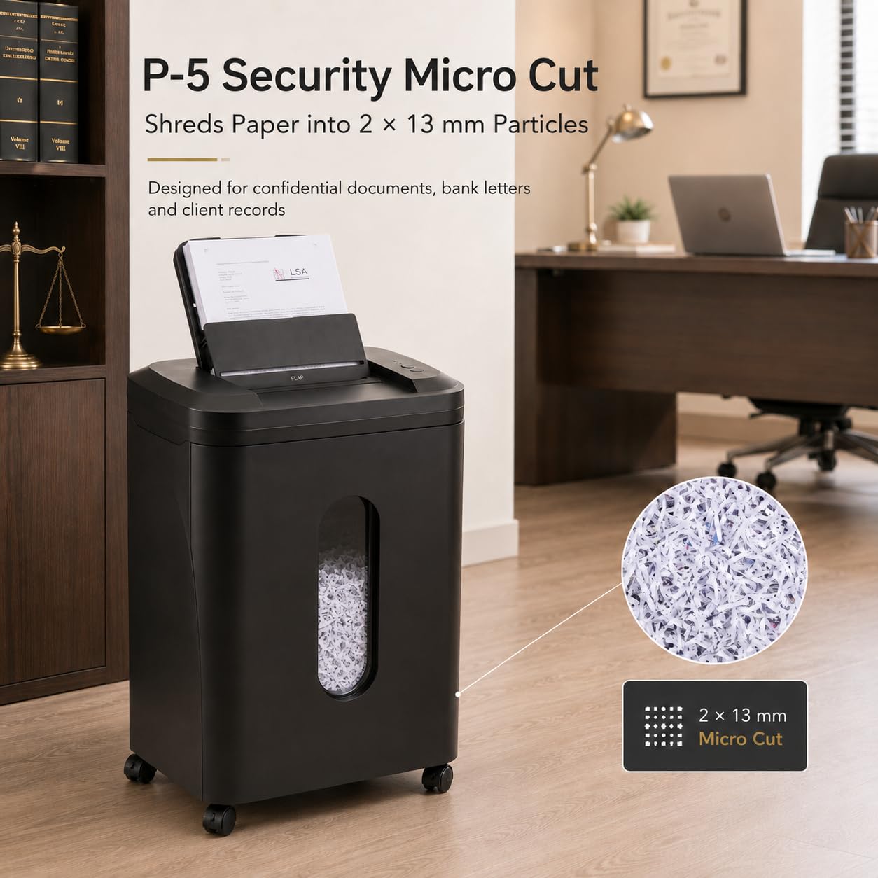 Trituradora De Papel: 300 Hojas Destructora De Papel Automática Microcorte P5 2x13 Mm Cubo 35L 10 Hojas Manuales para Oficina Casa Y Archivo