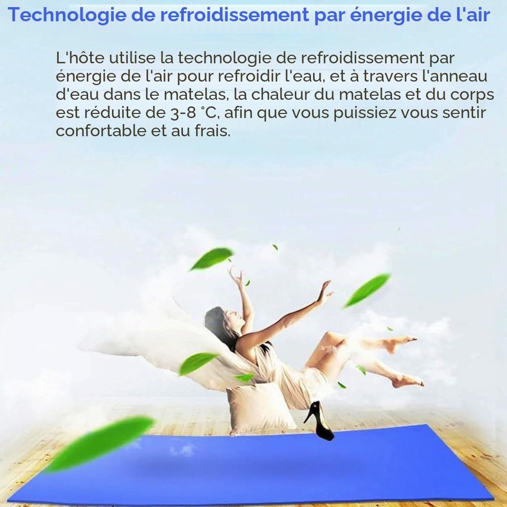 Surmatelas Rafraîchissant à Eau 1,7L 160x70cm - Système de Refroidissement Électrique pour Matelas, Matelas Refroidi pour Dormeurs Sensibles à la Chaleur, Blanc
