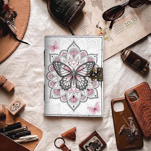 Image of DI-KRAFT Customize Diary with Name with Beautiful UV Prints | Customized Leather Writing Diary Unruled White Paper Journal Personal Notepad Sheets Daily Planner for Gifting (Pattern 25)
