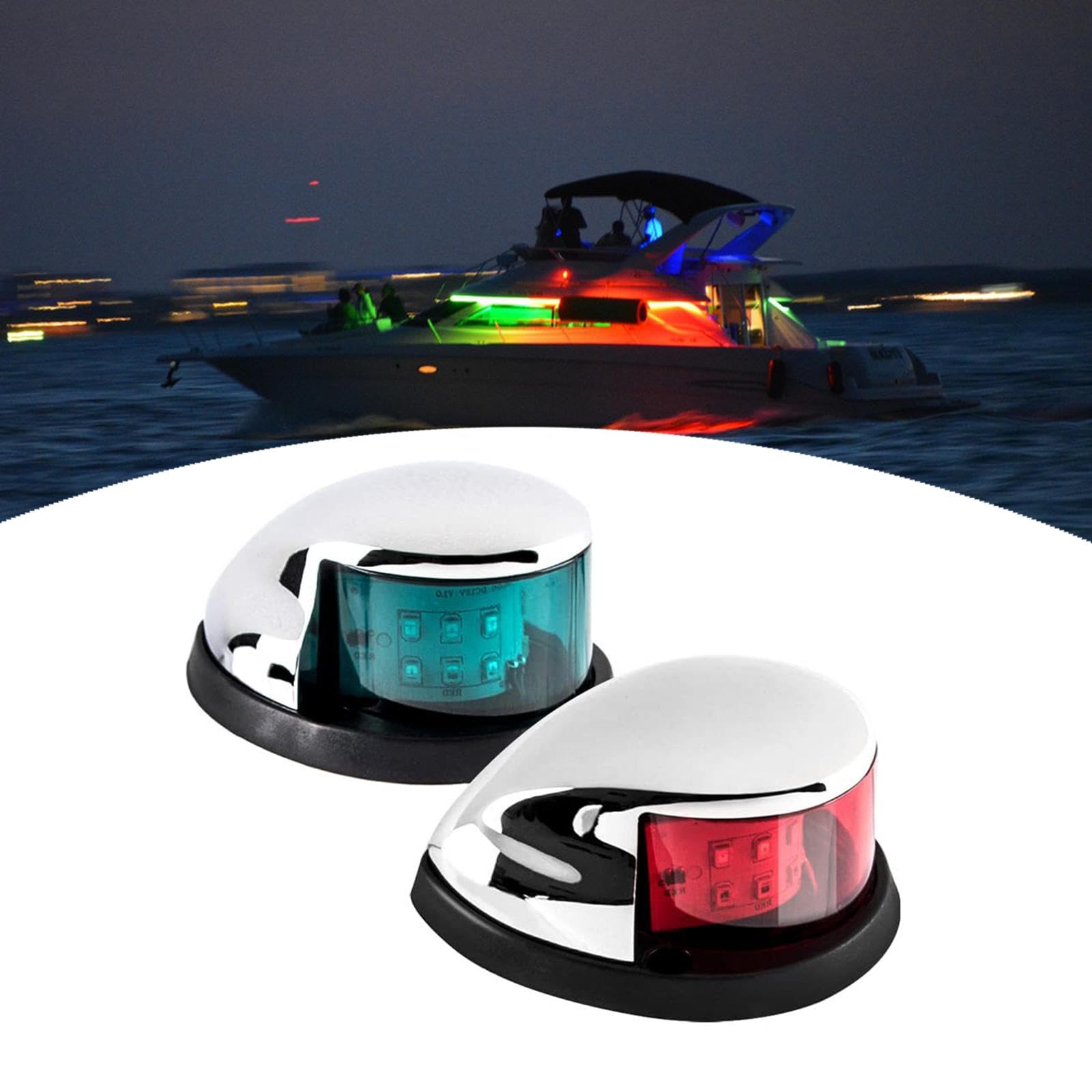 2 Pièces Feux de Navigation pour Bateau Feu de Mouillage Lampe D'Avertissement et Lumière de Signalisation avec Technologie Del Adapté pour La Sécuri