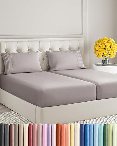 Miniatura 150 de Juego de sábanas de 4 piezas de tamaño matrimonial, sábanas extrasuaves, transpirables y refrescantes, sábanas duraderas de lujo para mujeres