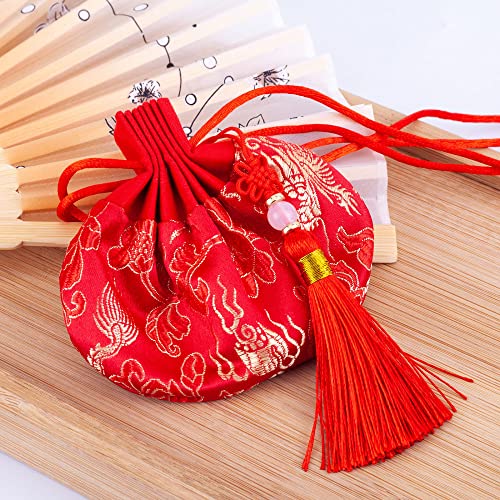 Bolsa de Seda China Bordada 4 Piezas Sachet Roja miniatura 1