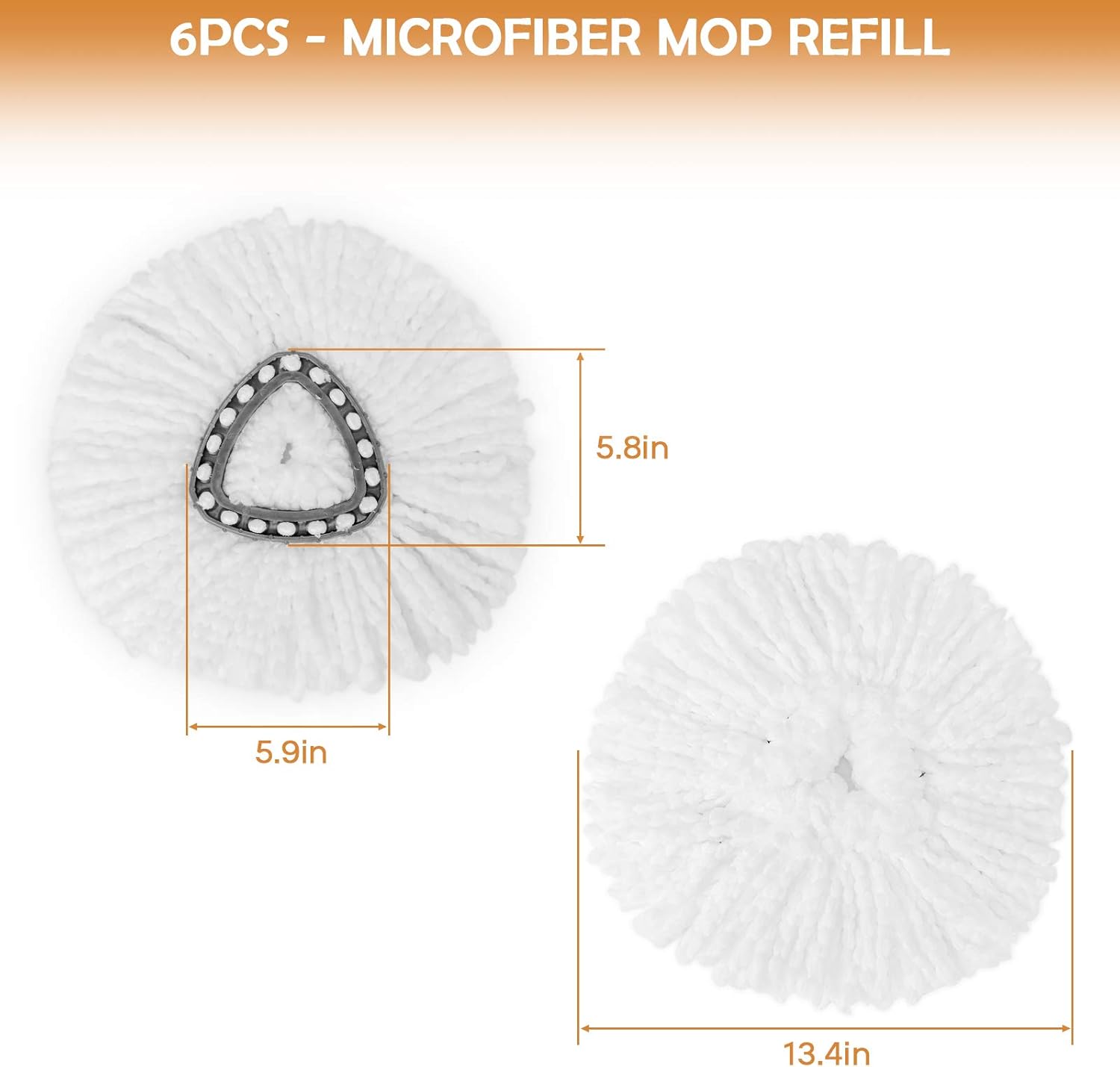 10 Pack Spin Mop Replacement Heads for Spin Mop, 100% Microfiber EasyWring Mop Head Refill, Mop Head Replacement for Easy Cleaning Mop Refill, Triangle Spin Mop Refills for All Hard Flooring Surface : Health & Household