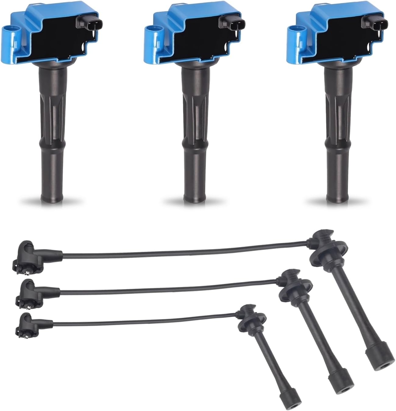 ENA Set of 3 Ignition Coil Pack and Wire Set Compatible with Toyota T100 Tacoma 4Runner Tundra 3.4L V6 1995-2004 Replacement for UF156 C1041 GN10184 90919-02212 5C1308 S623025