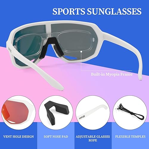 Miniatura 5 de KAPVOE Gafas de béisbol juveniles de 8 a 14 años de edad para niños, lentes de sol polarizadas para softbol y ciclismo, cara pequeña para adultos