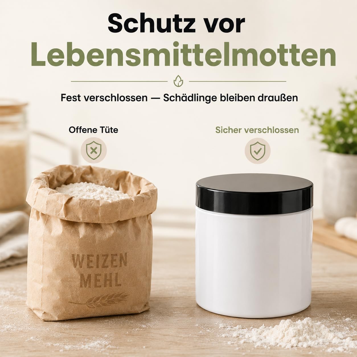 POSH Barattolo ermetico per alimenti, 100 x 500 ml, in PET per uso alimentare, con coperchio a vite, barattoli in plastica bianca con coperchio, per spezie, caffè, tè, erbe, contenitore rotondo