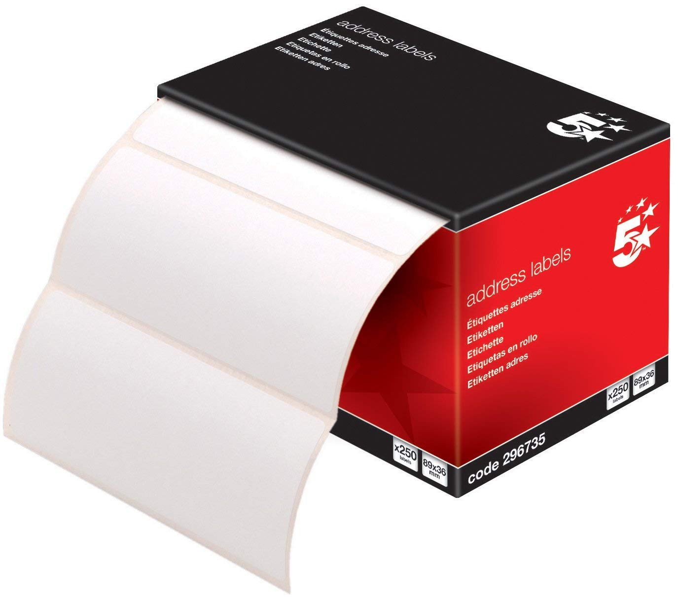 2 X Office Address Labels 89x36mm on Continuous Roll [250 Labels]