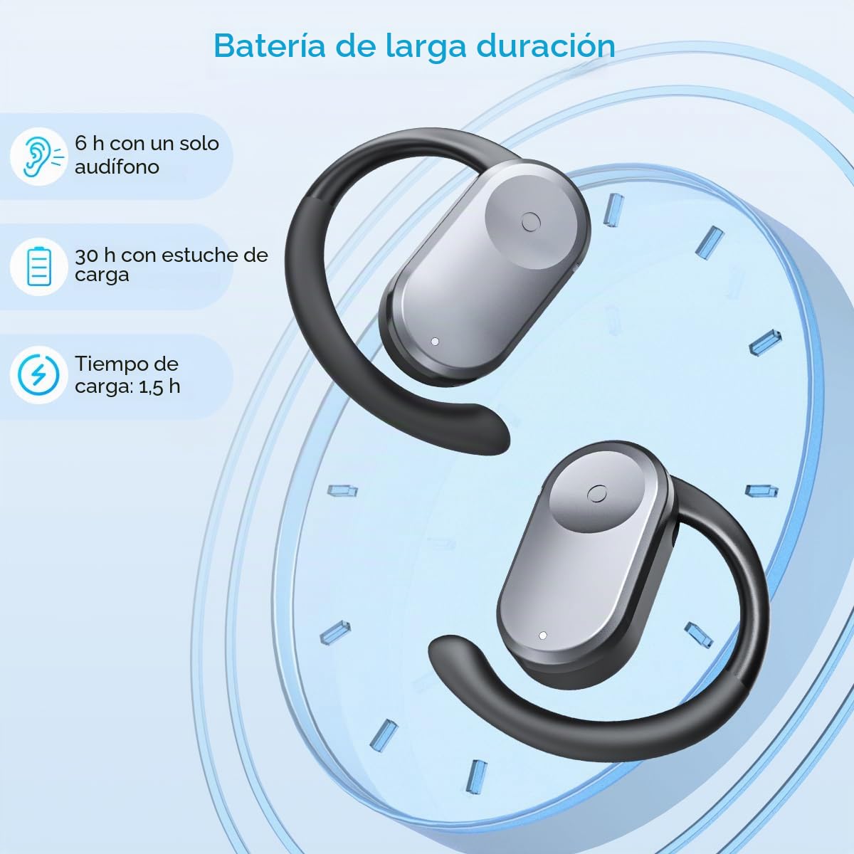 kentfaith AI Auriculares Traductores Instantáneos en Tiempo Real, 150 Idiomas, 30H Batería, Bluetooth 5.3 Diseño Abierto Cómodo, Traductor Bidireccional para Viajes/Negocios/Estudio - Negro