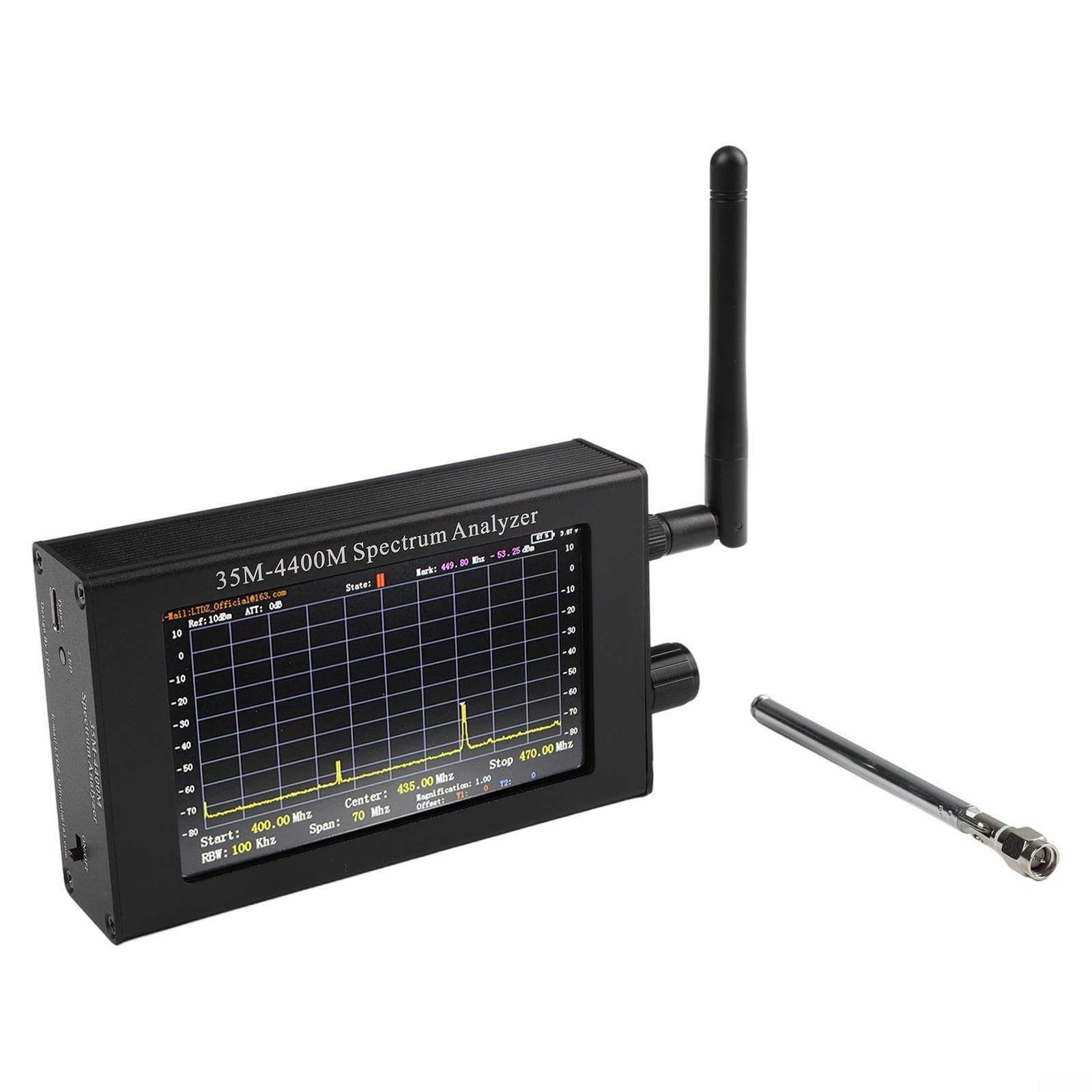 Analyseur de spectre, 35M-4400M Analyseur de spectre avec TFTLCD de 4,3 pouces, analyseur de fréquence minuscule portatif