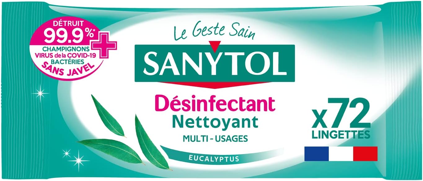 Sanytol - 33631325 - Multi-Purpose Disinfecting Wipes x 72, 72 count (Pack of 1)