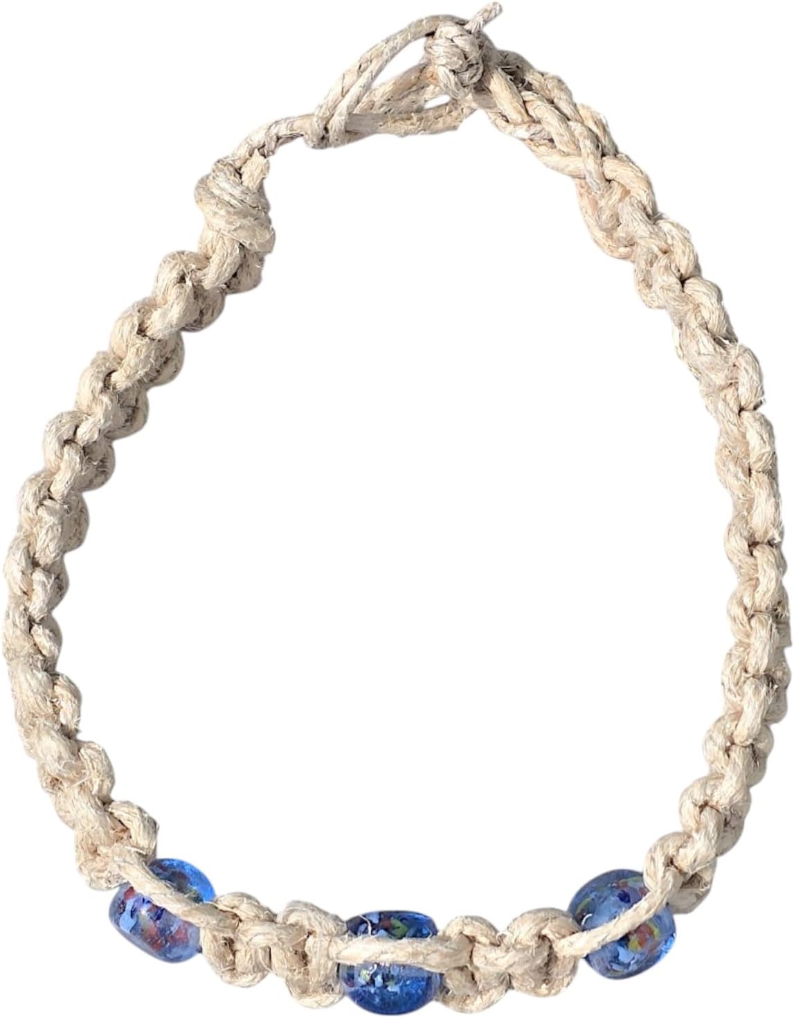 BlueRica Extra Large Hemp Necklace with Three Accent Beads