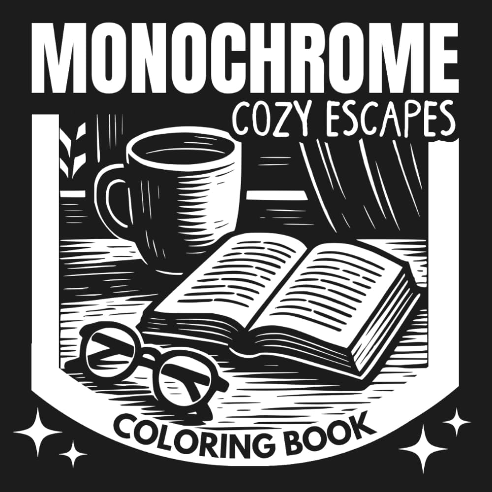Monochrome Cozy Escapes Coloring Book: Reverse Black & White Coloring Book for Adults and Teens | Mindful, Restful Moments of Calm and Creativity (The Essential Monochrome Coloring Books)