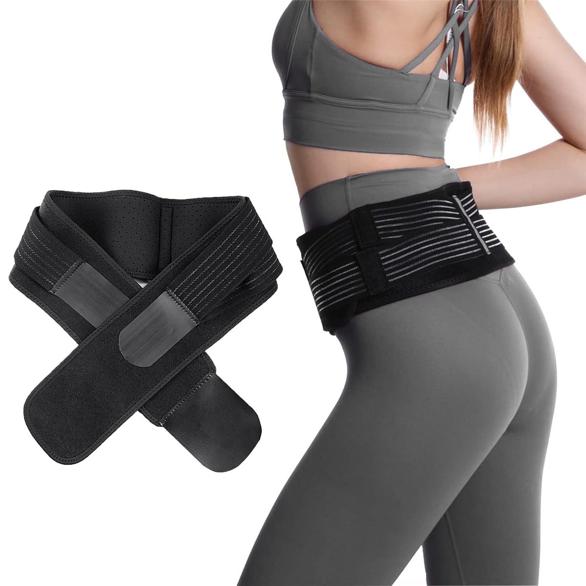 KimDaro Sacroiliac SI Joint Hip Belt for Women, Breathable Adjustable Lower Back Support Brace, Hip Compression Wrap Belt, Relief for Sciatica, Pelvic, Sacroiliac Belts (S)