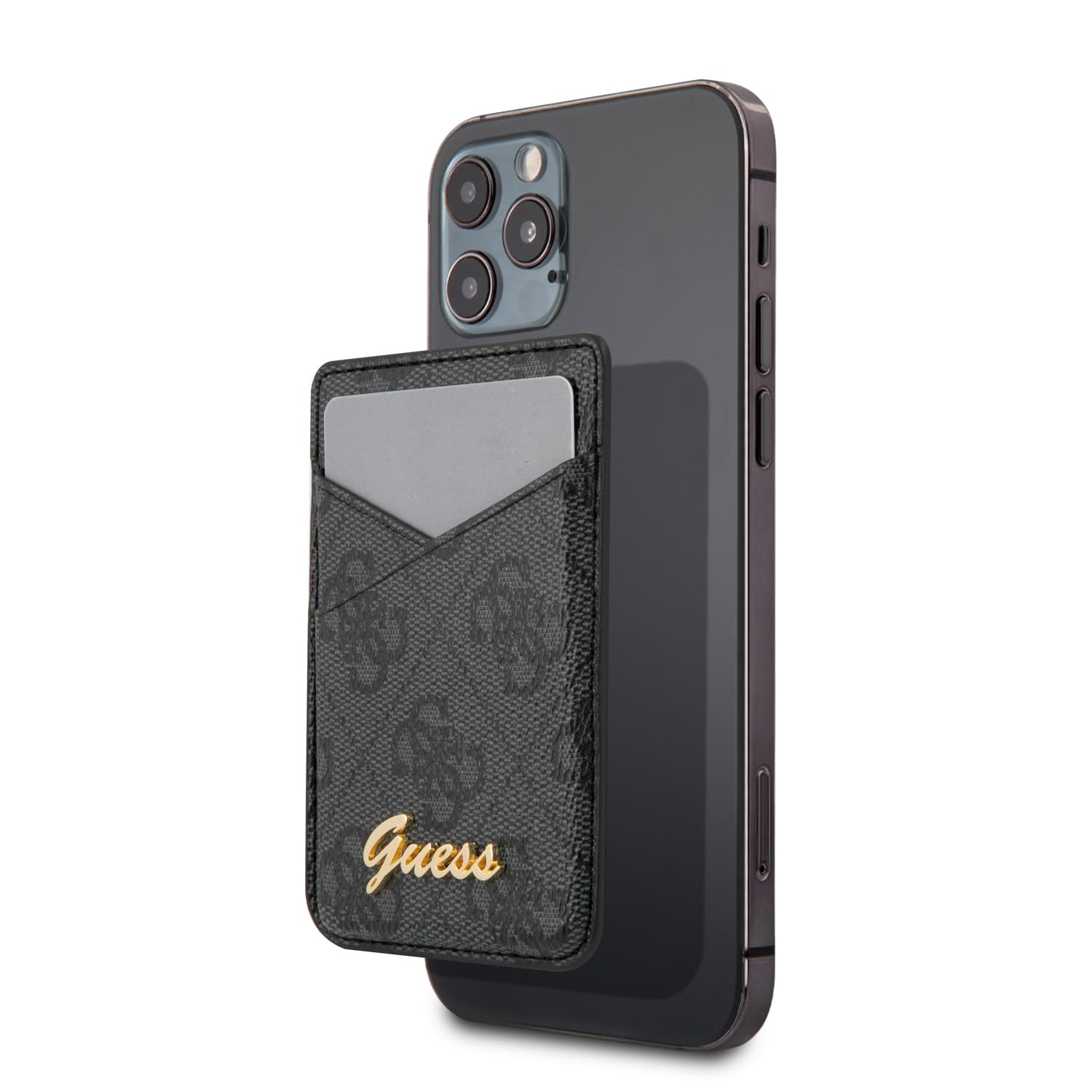 Guess Magsafe Card Slot for Smartphone Grey Leather Unisex 1x Card Slot MagSafe Technology Slim Cowhide