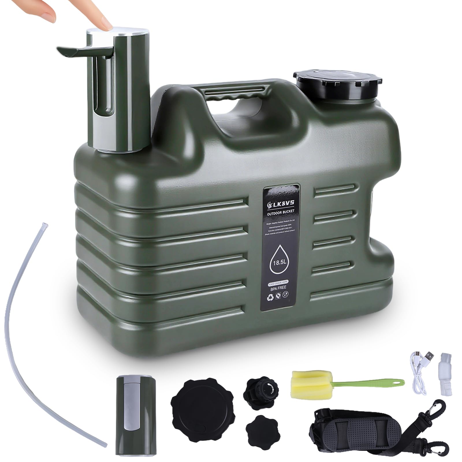 5 Gallonen Camping Wasserkrug mit faltbarer Auto-Pumpe, BPA-frei, auslaufsicher, Camping-Wasserbehälter mit Zapfhahn, Typ-C wiederaufladbar, tragbarer Wasserspeichertank für Wandern, Outdoor & Notfall