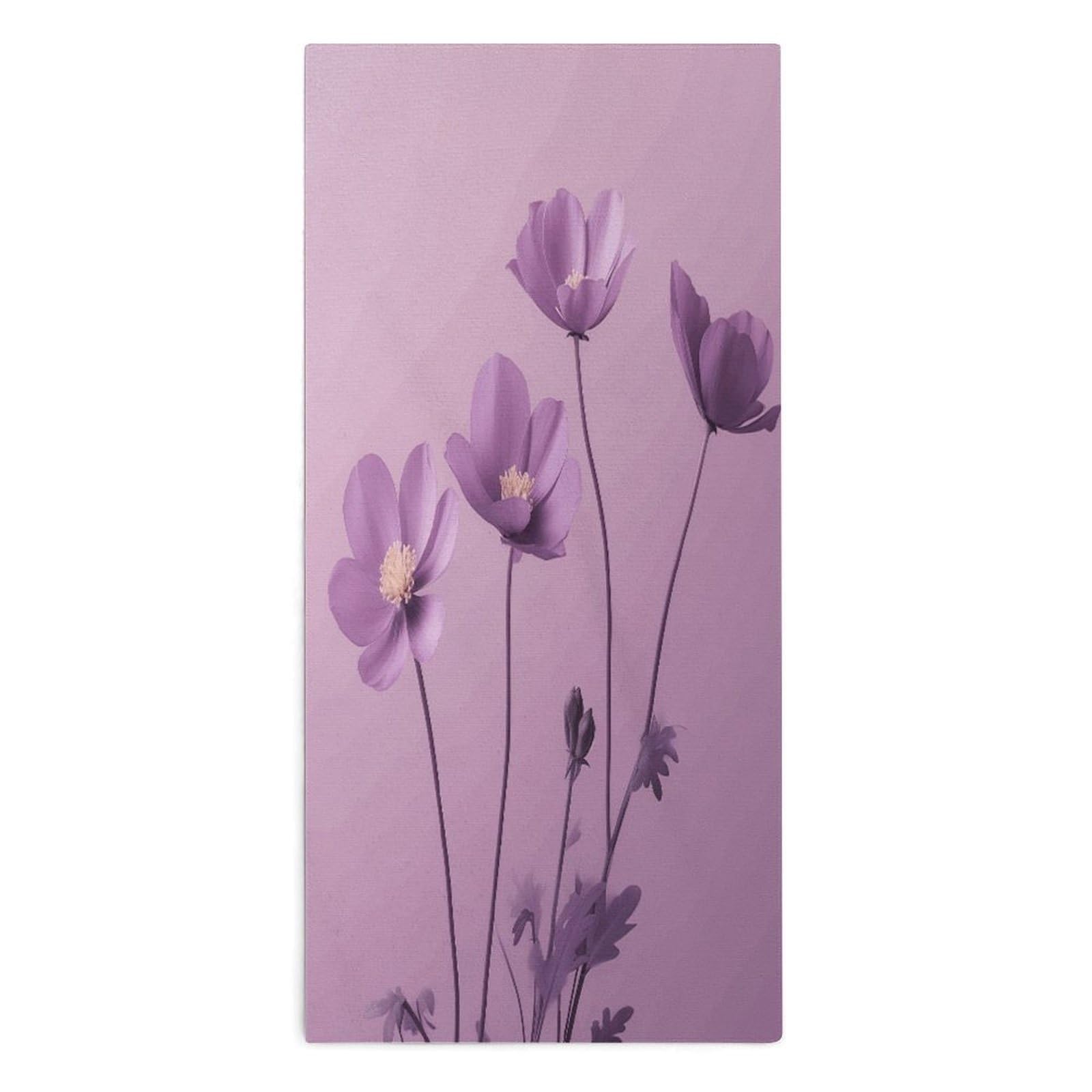 Fodpand Style Flowers On Purple Background Microfiber Towels, Decorative Bath Towel Soft & Lightweight, Hand Towels Multipurpose Use For Bathroom, Pool, Gym, Spa, And Hotel Use