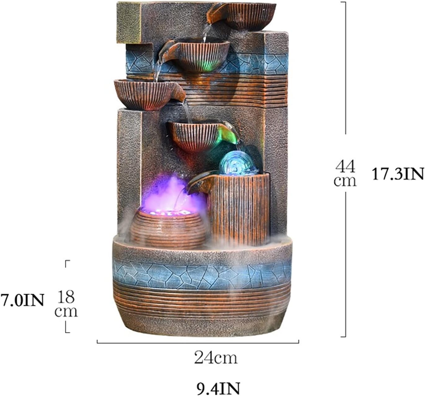 Indoor Tabletop Fountains 6-Tier Cascading Tabletop Fountain - Indoor Water Fountain Decor Tabletop Relaxation Waterfall Feature - for Indoor Home Office Decor Decoration Meditation Fountain